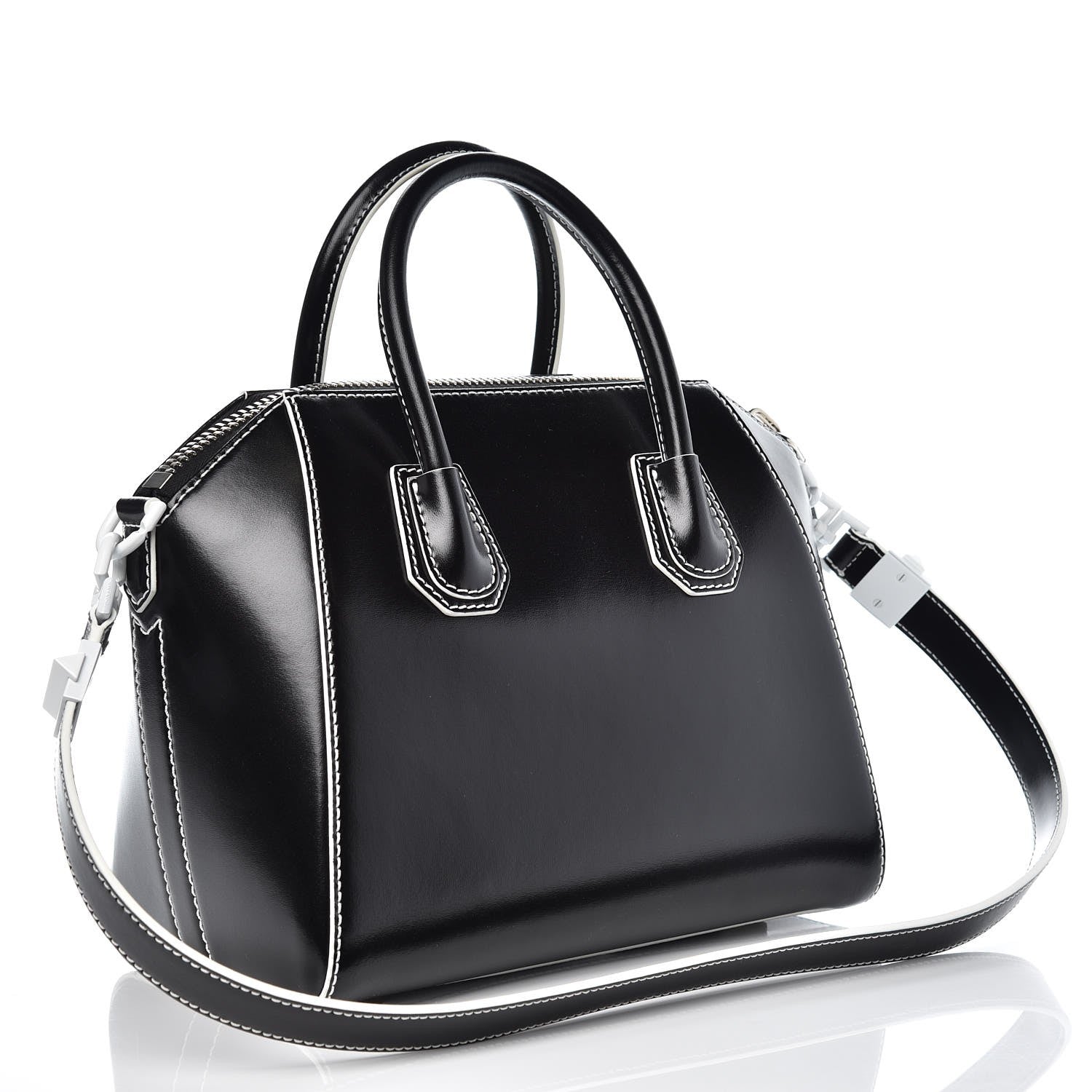 Givenchy Calfskin Contrast Topstitch Small Antigona Black White 4 of 8