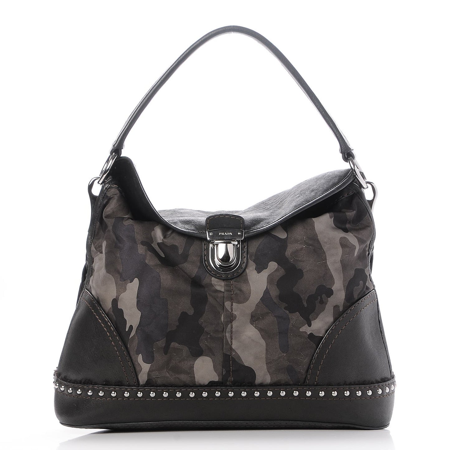 Tessuto Camouflage Flap Shoulder Bag Fumo