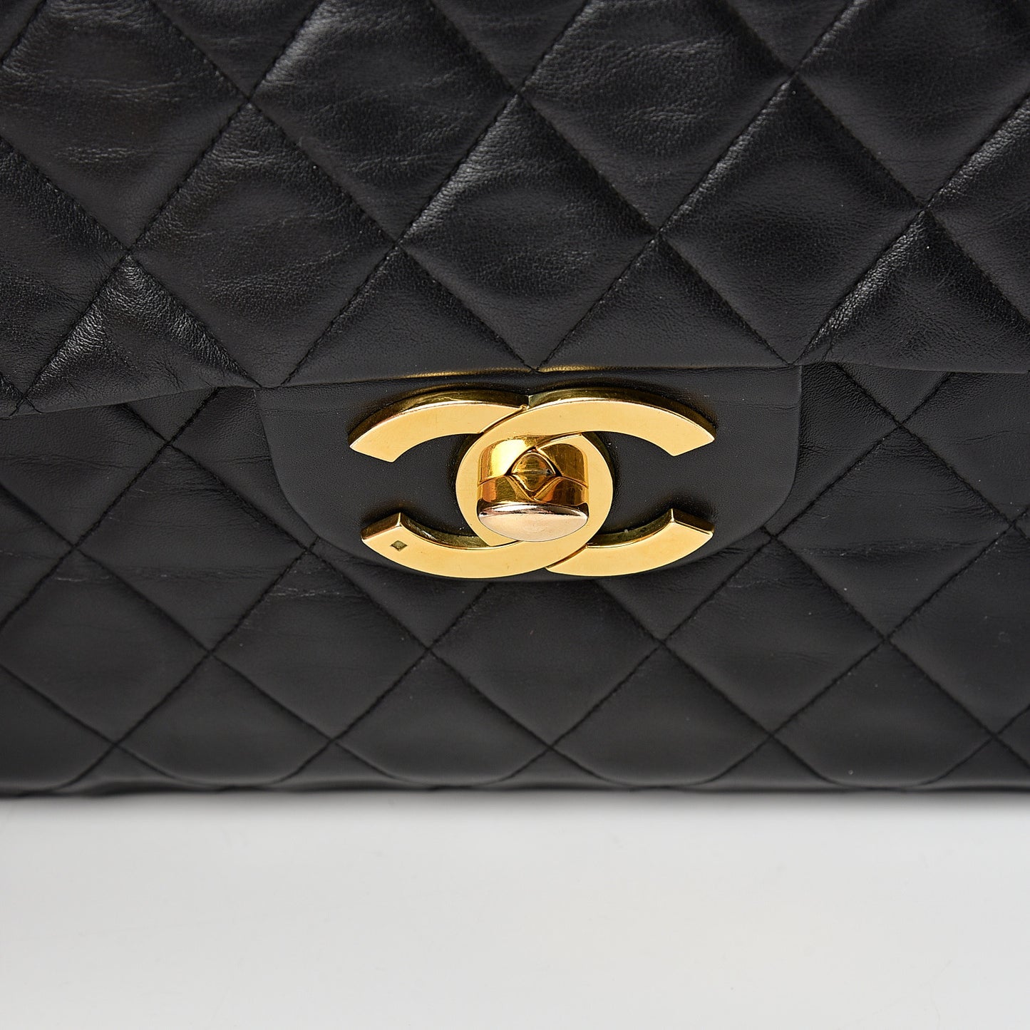 Lambskin Quilted XL Jumbo Single Flap Black