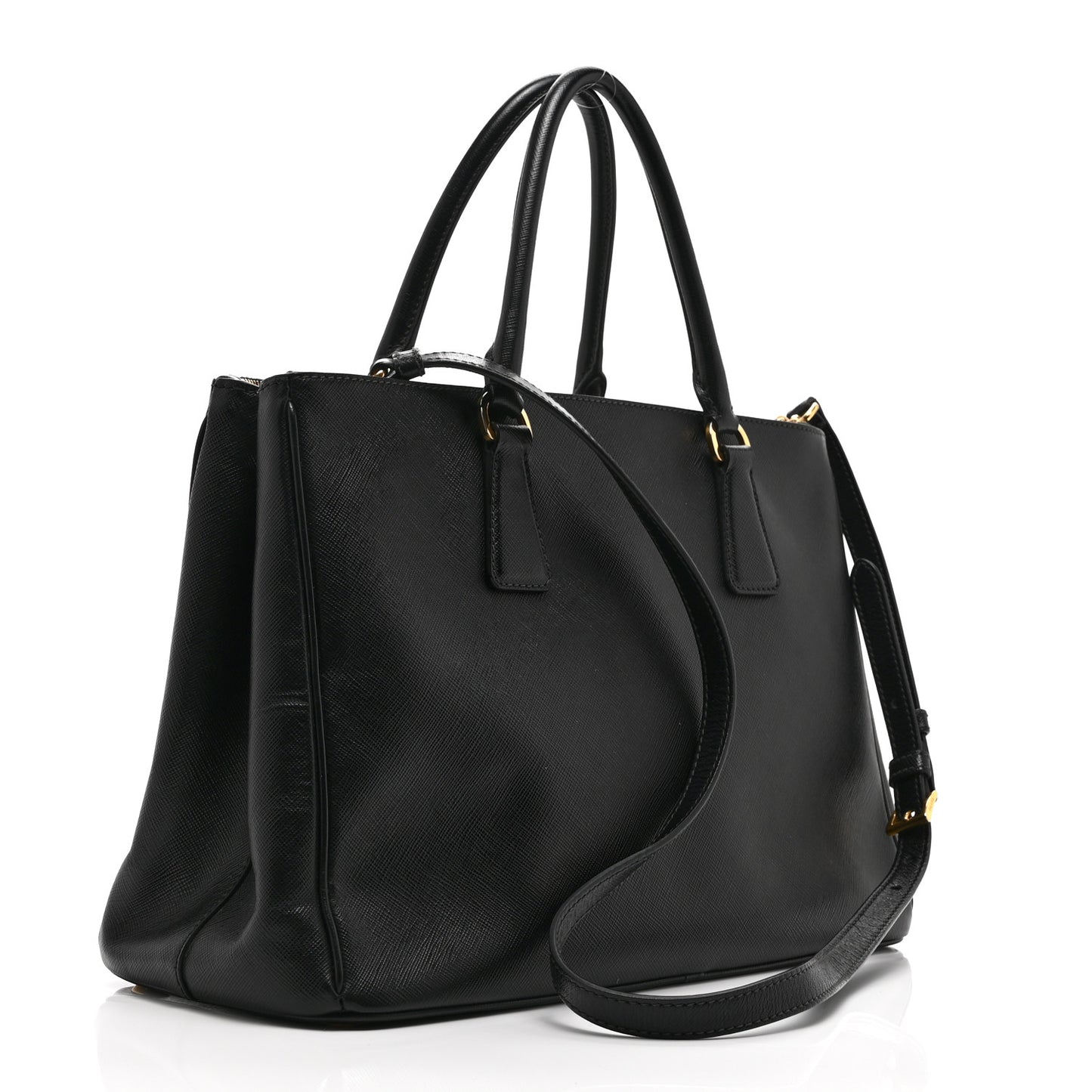 Saffiano Lux Large Galleria Double Zip Tote Black
