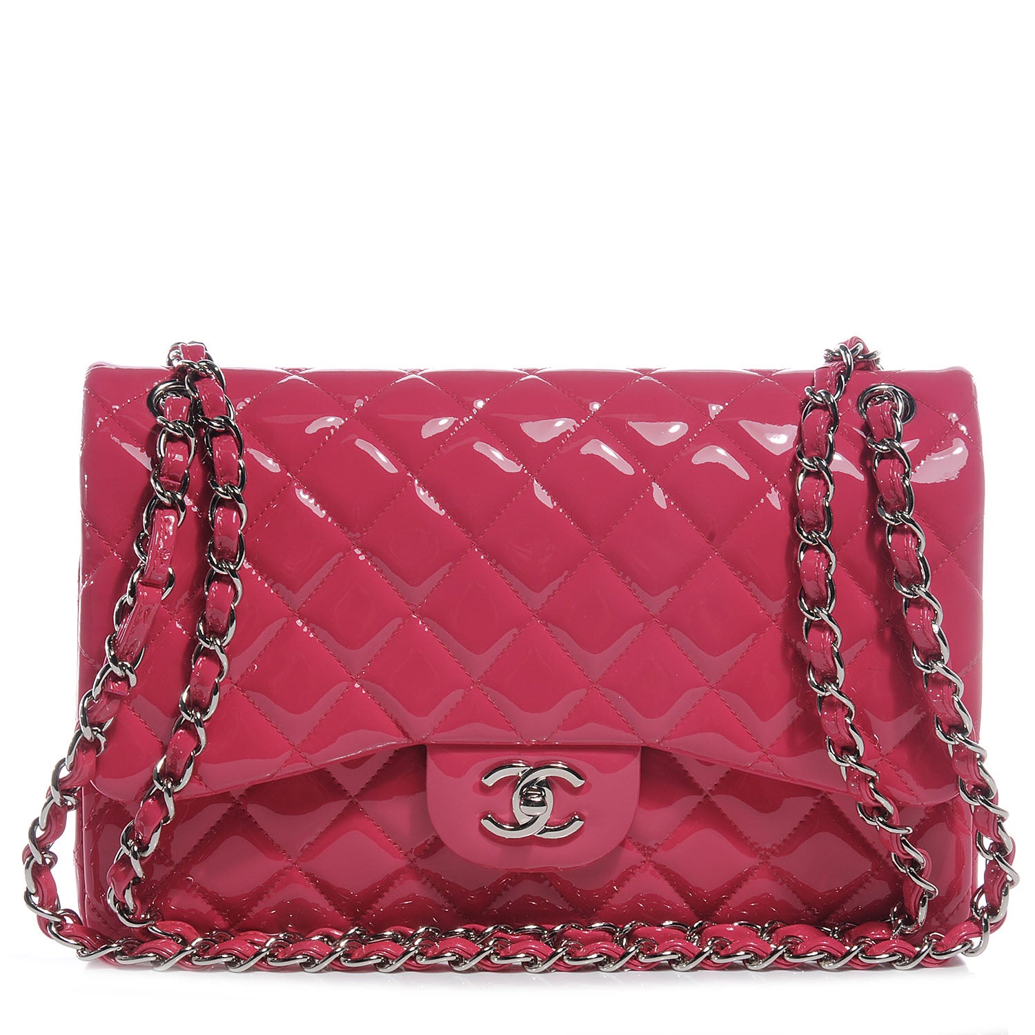 Chanel Patent Jumbo Double Flap Fuchsia 1 of 9