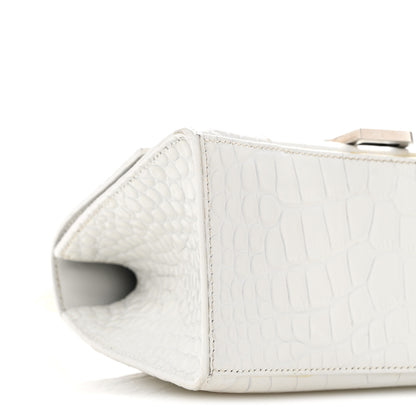 Balenciaga Calfskin Crocodile Embossed Small Hourglass Top Handle Bag White 9 of 15