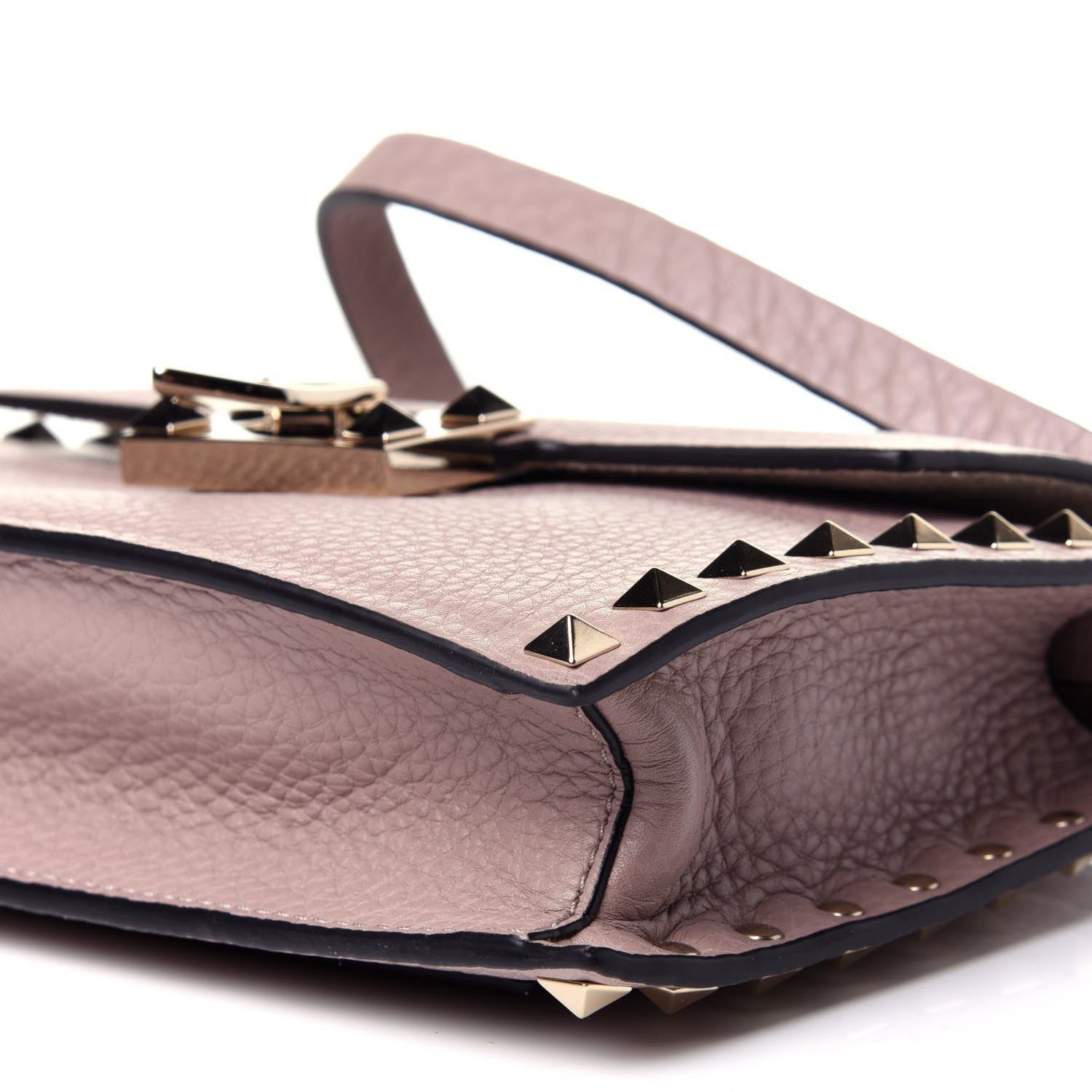Valentino Garavani Pebbled Calfskin Small Rockstud Overlay Flap Shoulder Bag Poudre 7 of 12