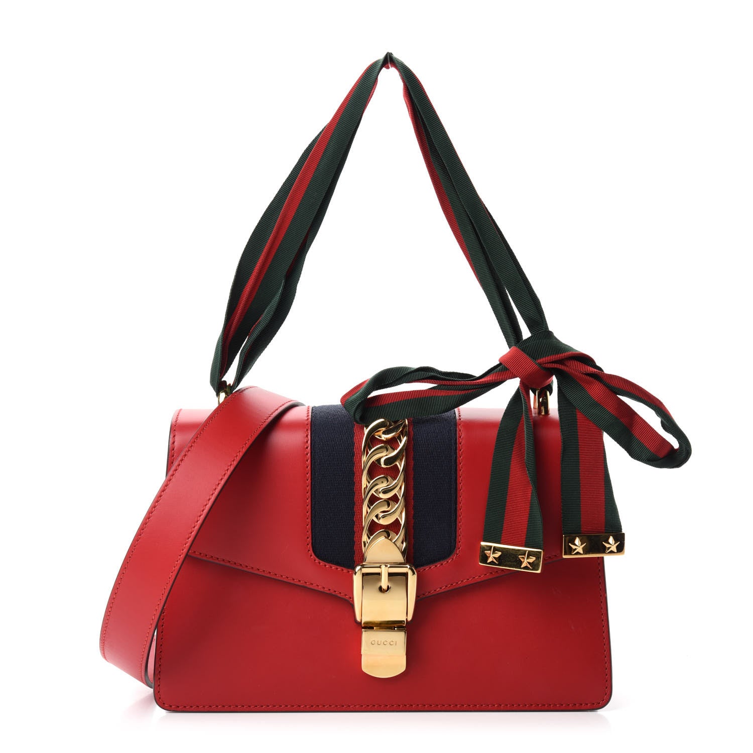 Gucci Calfskin Small Sylvie Shoulder Bag Hibiscus Red 1 of 11