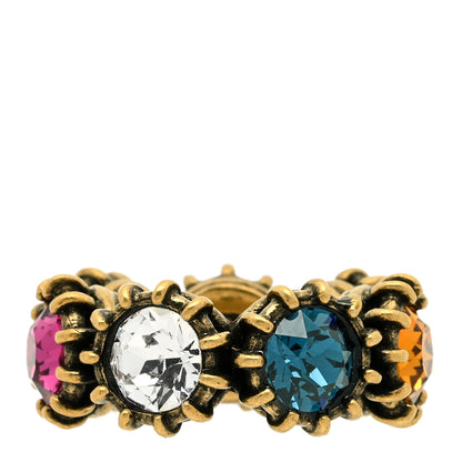 Gucci Tigerhead Crystal Ring 5 Aged Gold Multicolor 3 of 5