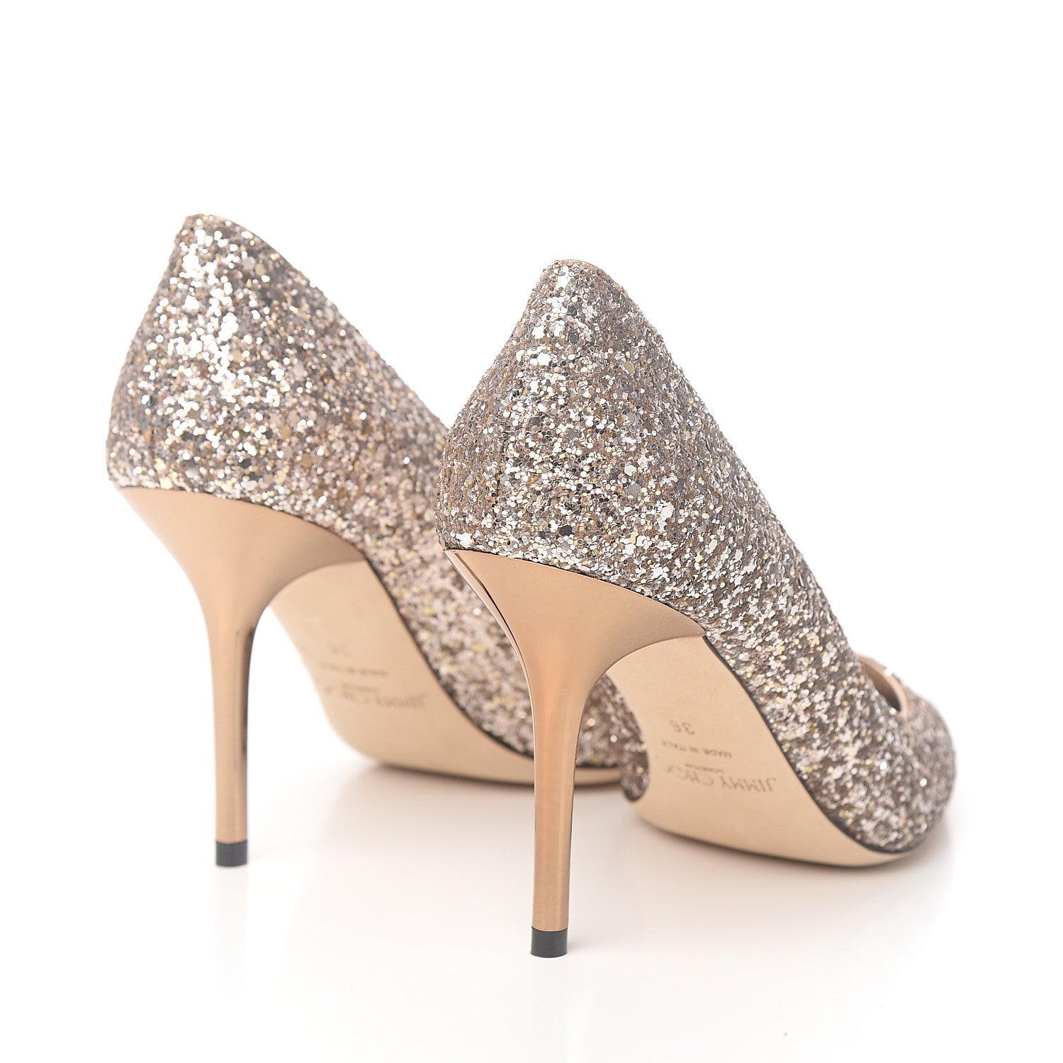 Jimmy Choo Glitter Coarse Agnes 85 Pumps 36 Ballet Pink 4 of 8