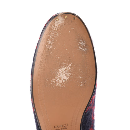 Gucci Covered Wool GG Monogram Horsebit Womens Jordaan Loafers 37.5 Blue Red 10 of 19