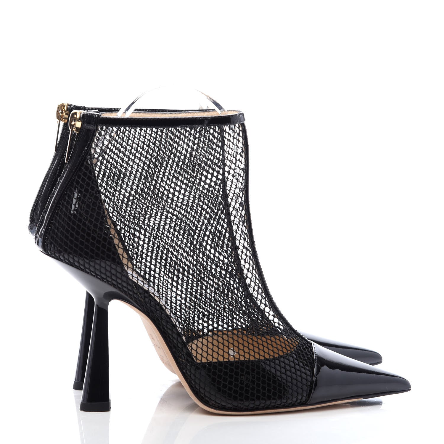 Jimmy Choo Mesh Patent Kix 100 Boots 38 Black 4 of 7