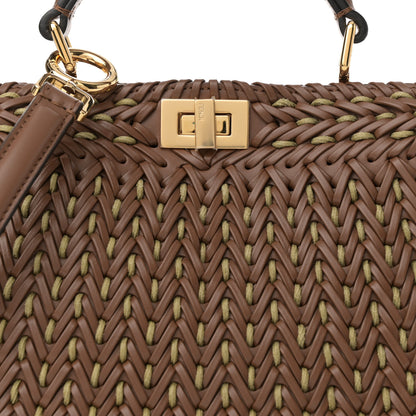 Fendi Vitello King Shiny Nappa Intreccio Petite Peekaboo I SEE U Satchel Gianduia 9 of 11