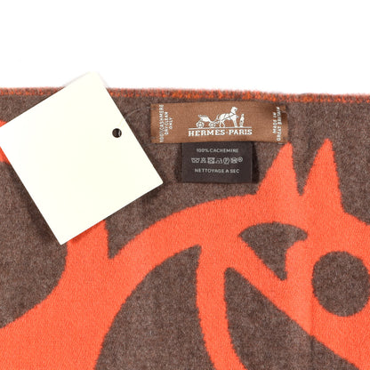 Hermes Cashmere Boucles et Camails Muffler Corail Ecorce 4 of 4