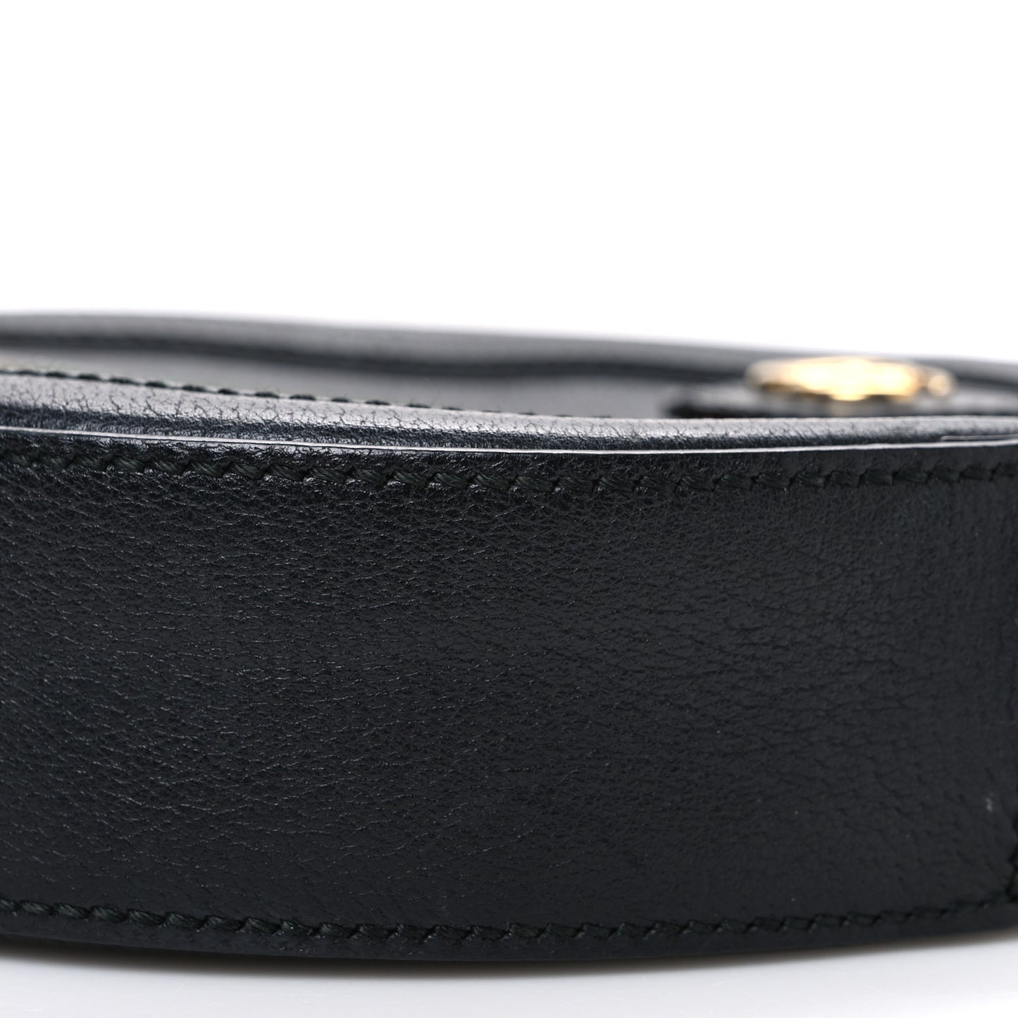 Grained Calfskin Web Mini Ophidia Round Shoulder Bag Black