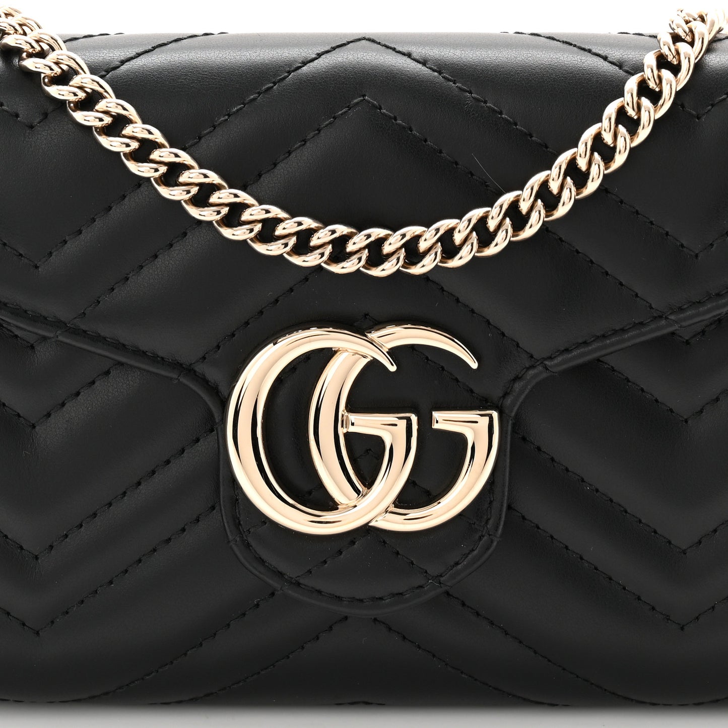 Calfskin Matelasse GG Marmont Wallet on Chain Black