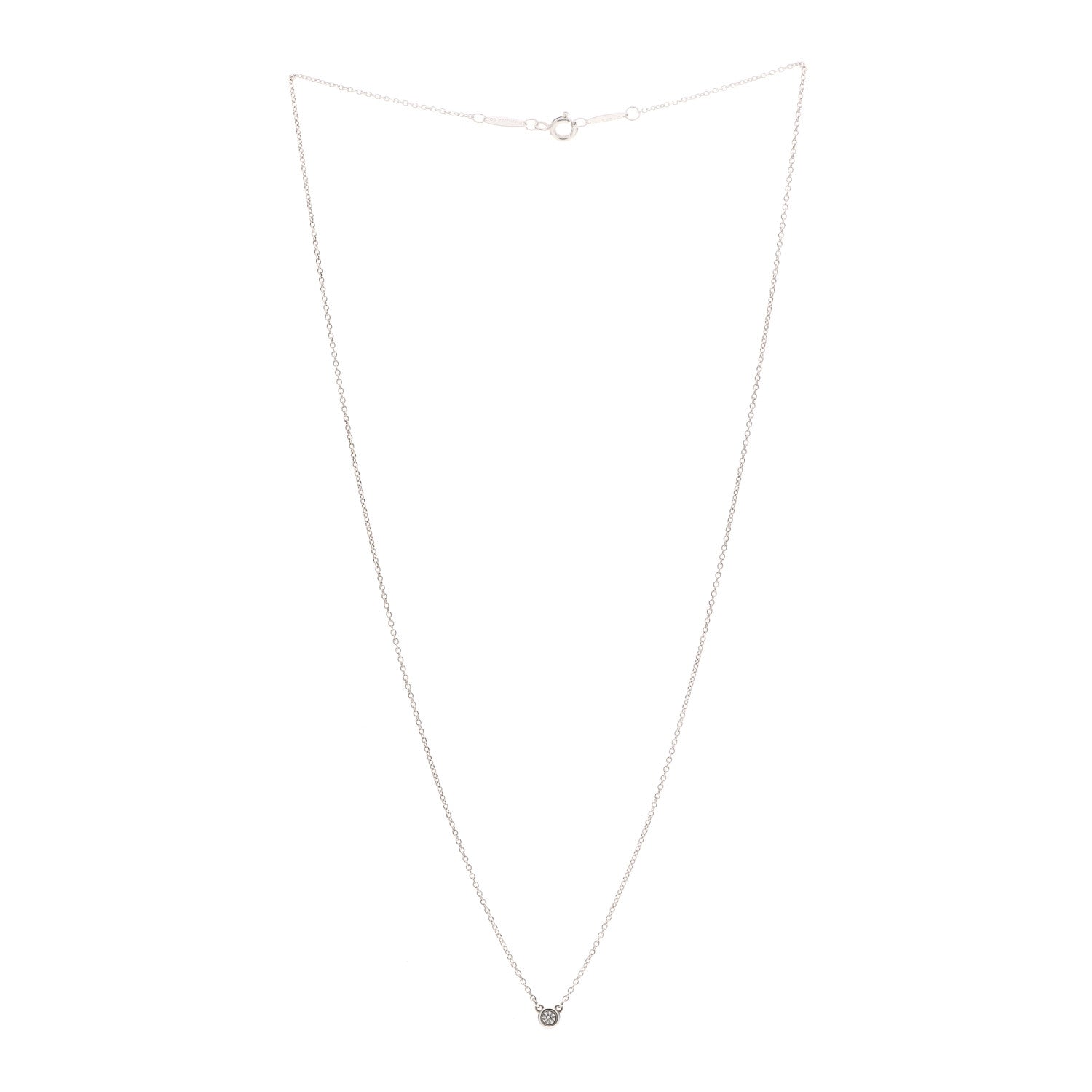 Tiffany Sterling Silver Diamond .09ct Elsa Peretti Diamonds by the Yard Pendant Necklace 3 of 7