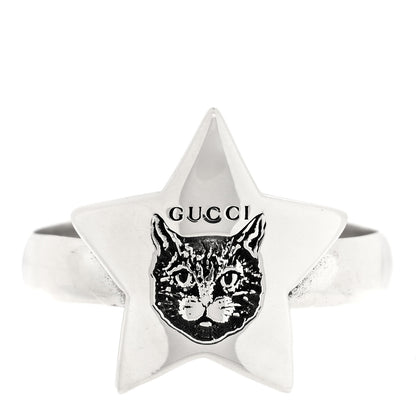 Gucci Sterling Silver Blind for Love Star Cat Ring 51 5.75 1 of 6