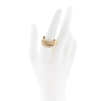 David Yurman 18K Yellow White Gold Diamond 11mm Wide Crossover Ring 61 9.5 2 of 5