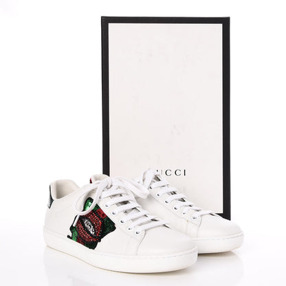 Gucci Calfskin Web Crystal Mouth Ace Sneakers 35.5 White 10 of 10