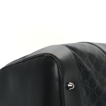 Gucci Soft GG Supreme Monogram Appia Calfskin Web Large Carry On Duffle Bag Black Grey 11 of 11