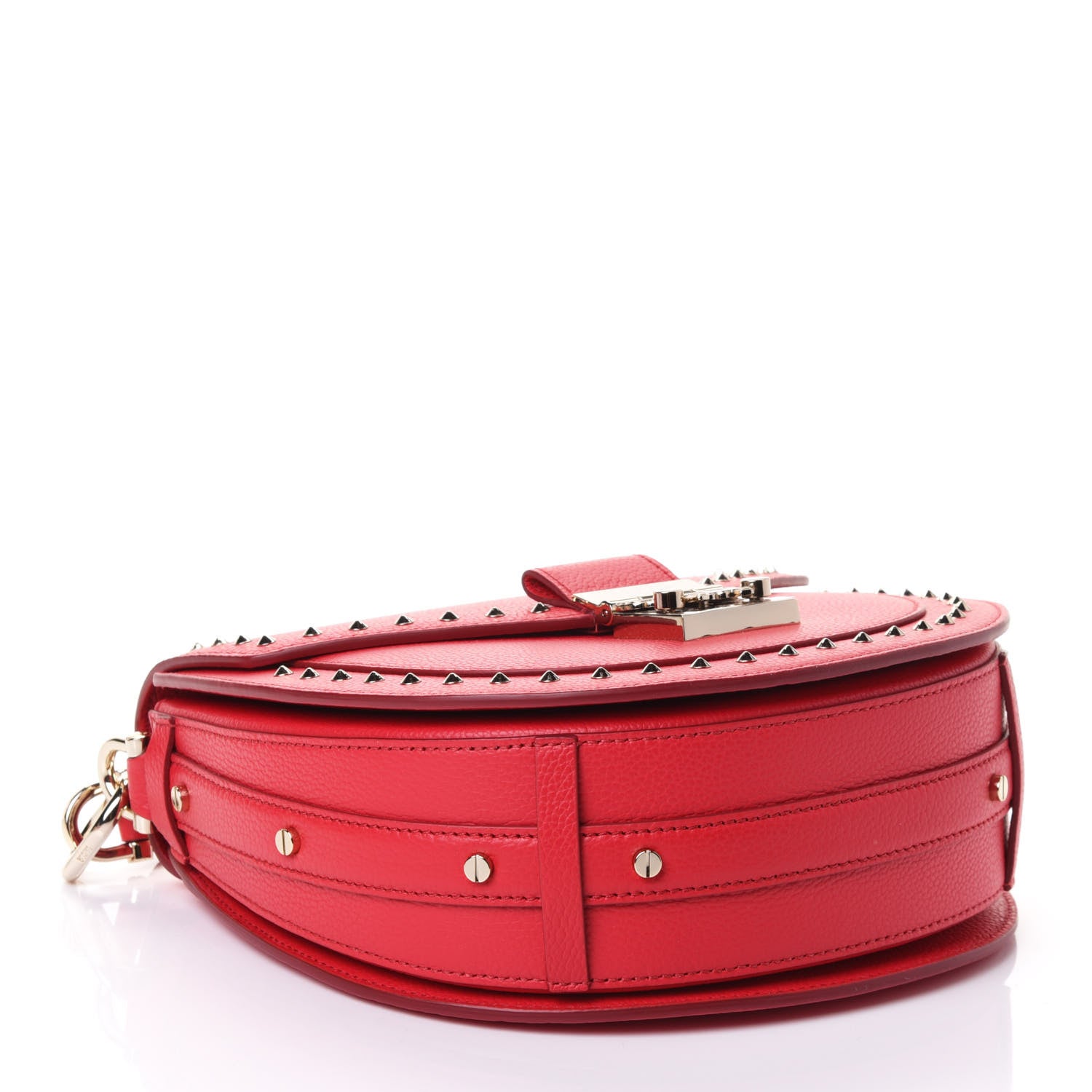 MCM Grained Calfskin Small Patricia Studded Crossbody Bag Red 3 of 4