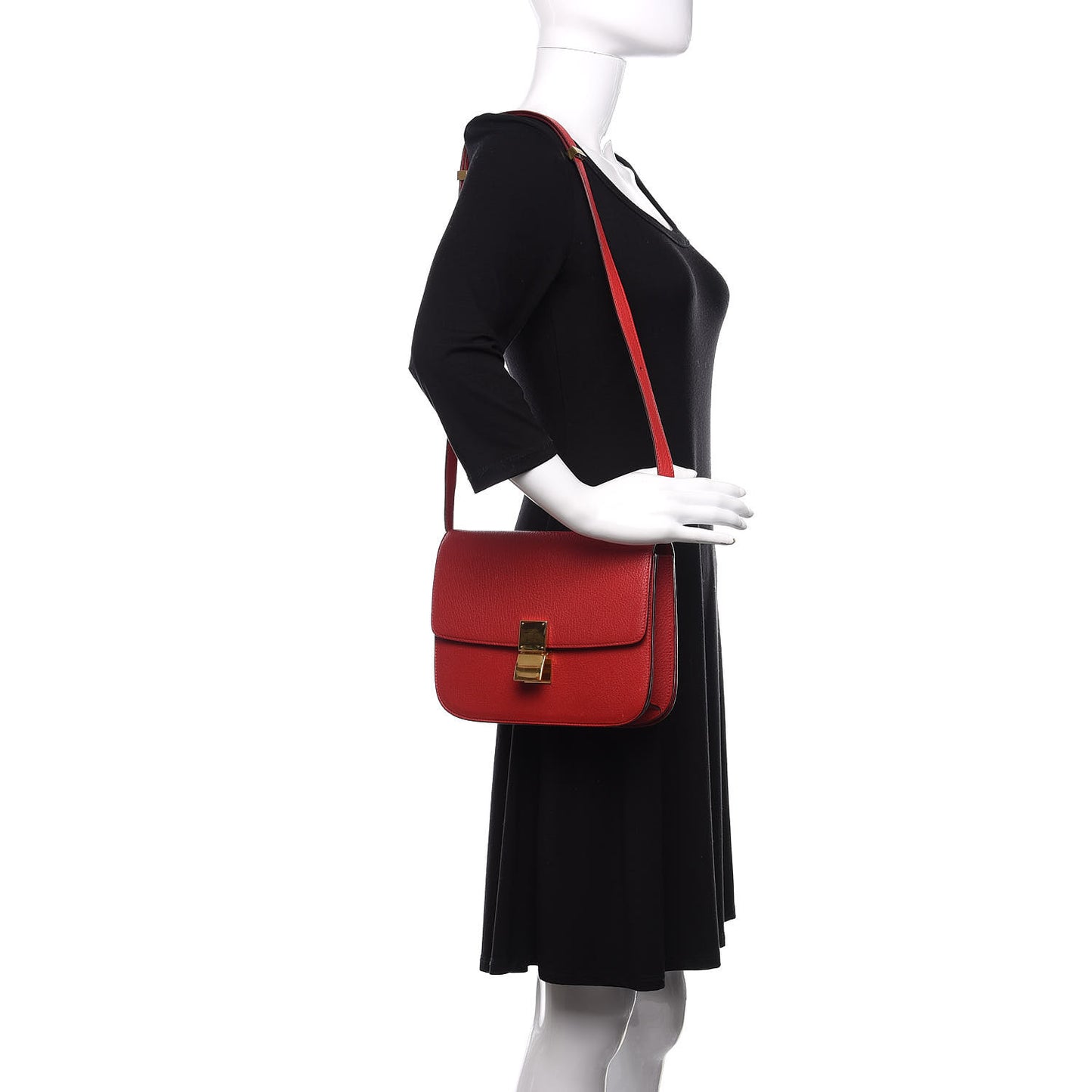 Goatskin Medium Classic Box Flap Bag Carmin
