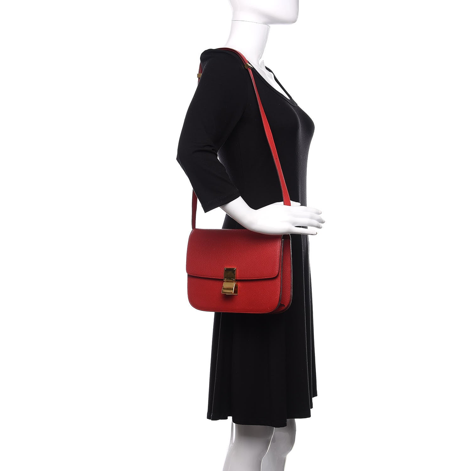 Celine Goatskin Medium Classic Box Flap Bag Carmin 2 of 10