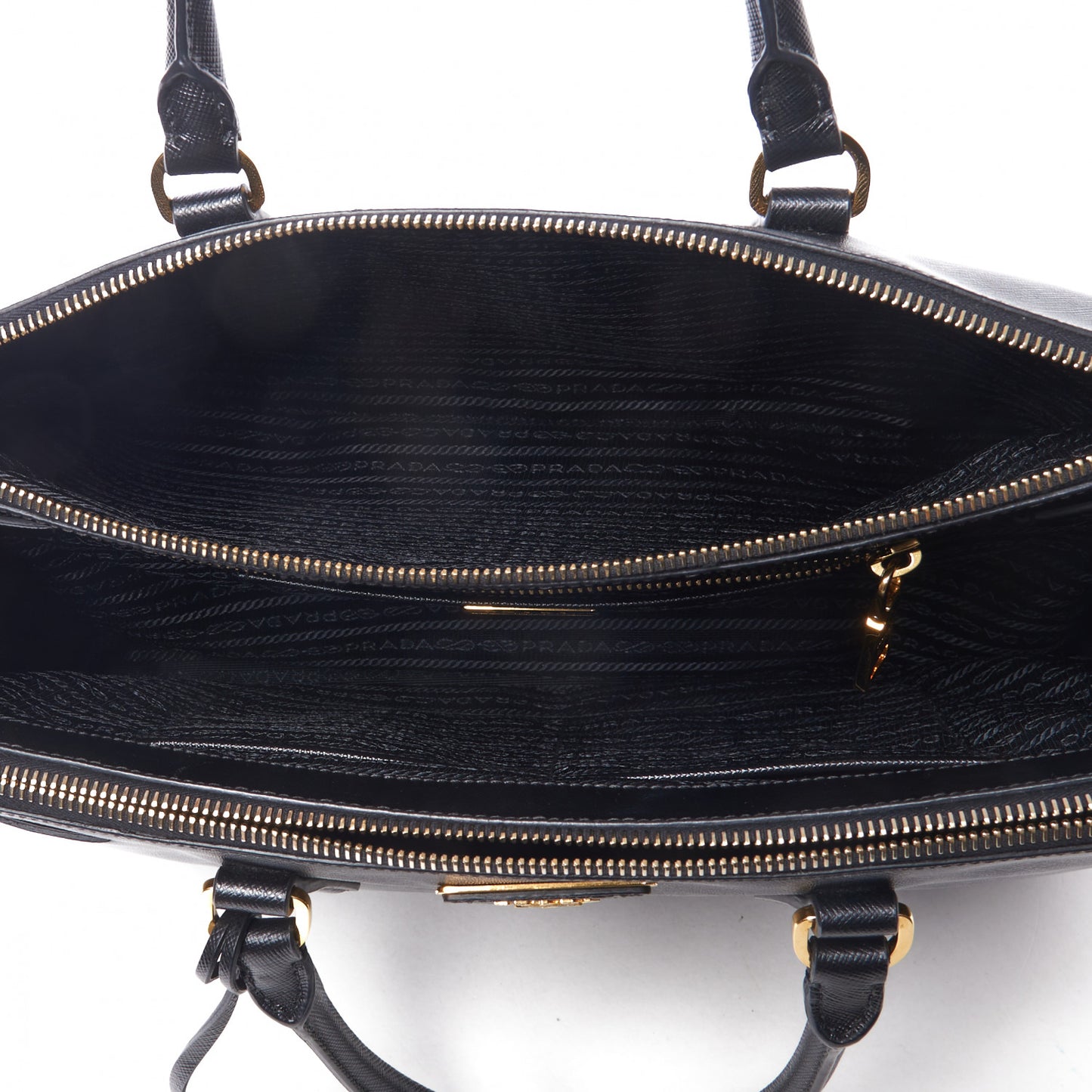 Saffiano Large Galleria Double Zip Tote Black