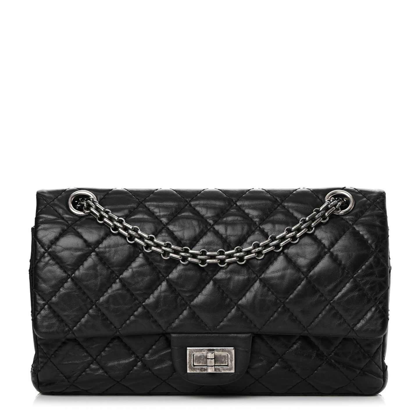 Aged Calfskin Quilted 2.55 Reissue 225 Flap Black