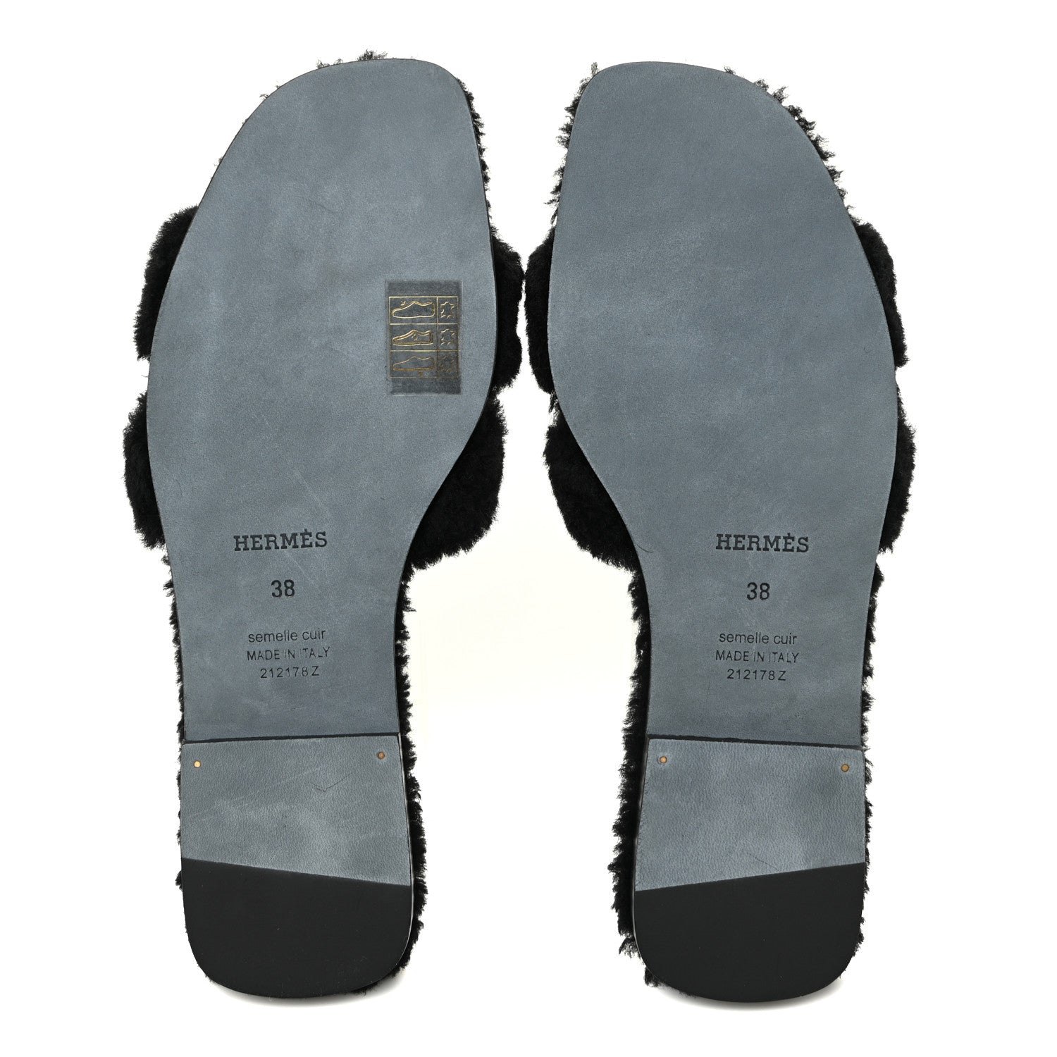 Hermes Woolskin Oran Sandals 38 Black 5 of 8