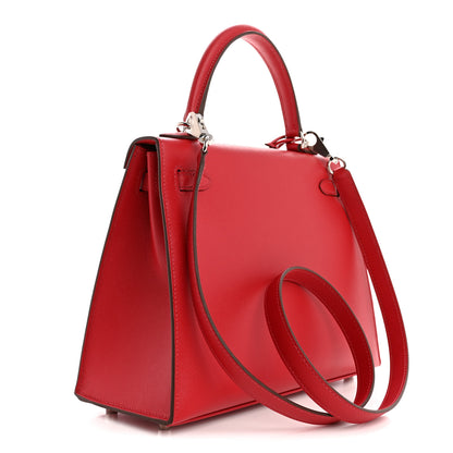 Hermes Madame Calfskin Verso Kelly Sellier 25 Rouge Piment Rose Shocking 3 of 10