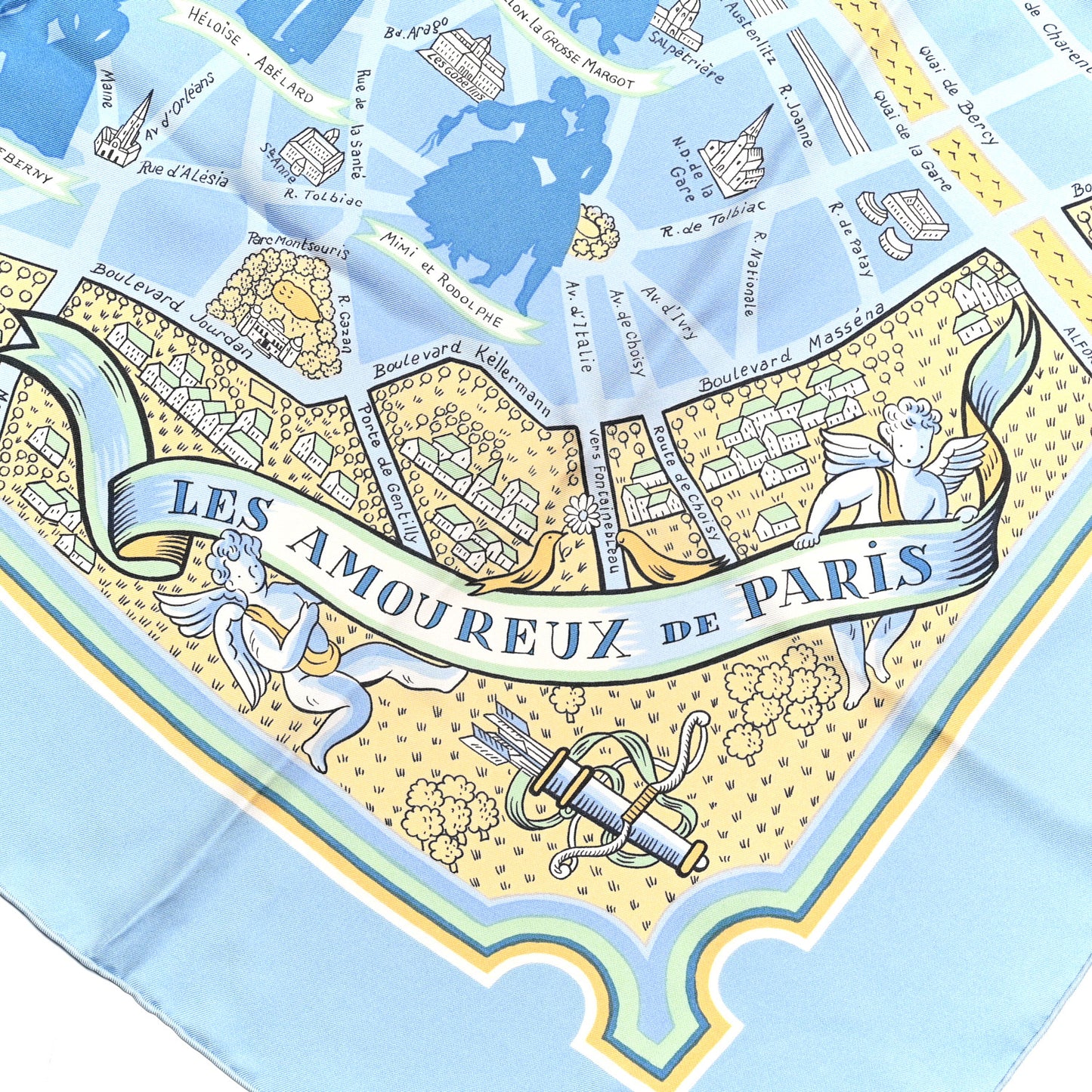Silk Les Nouveaux Amoureux de Paris Scarf 90