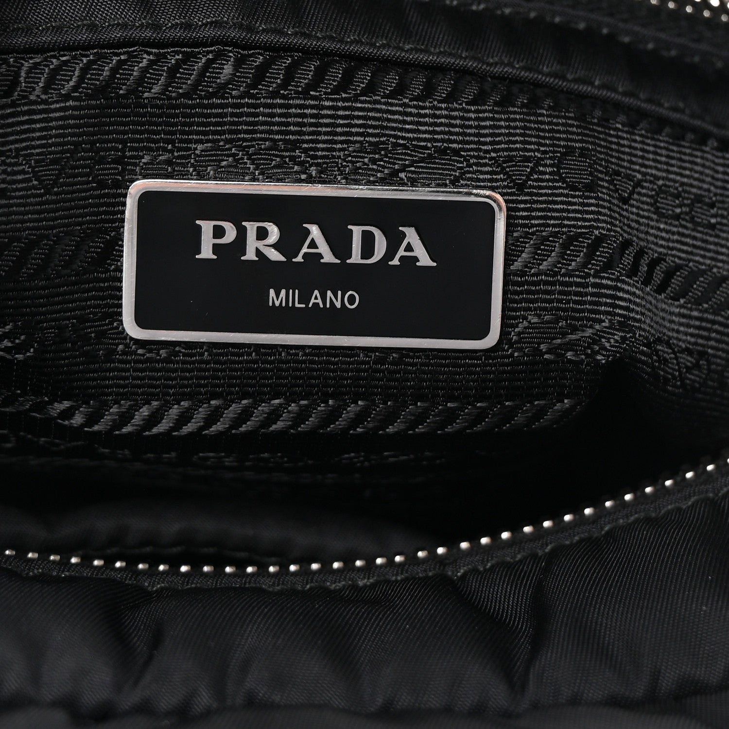Prada Re-Nylon Nappa Triangle Quilted Padded Double Handled Zip Pocket Tote Black 6 of 9