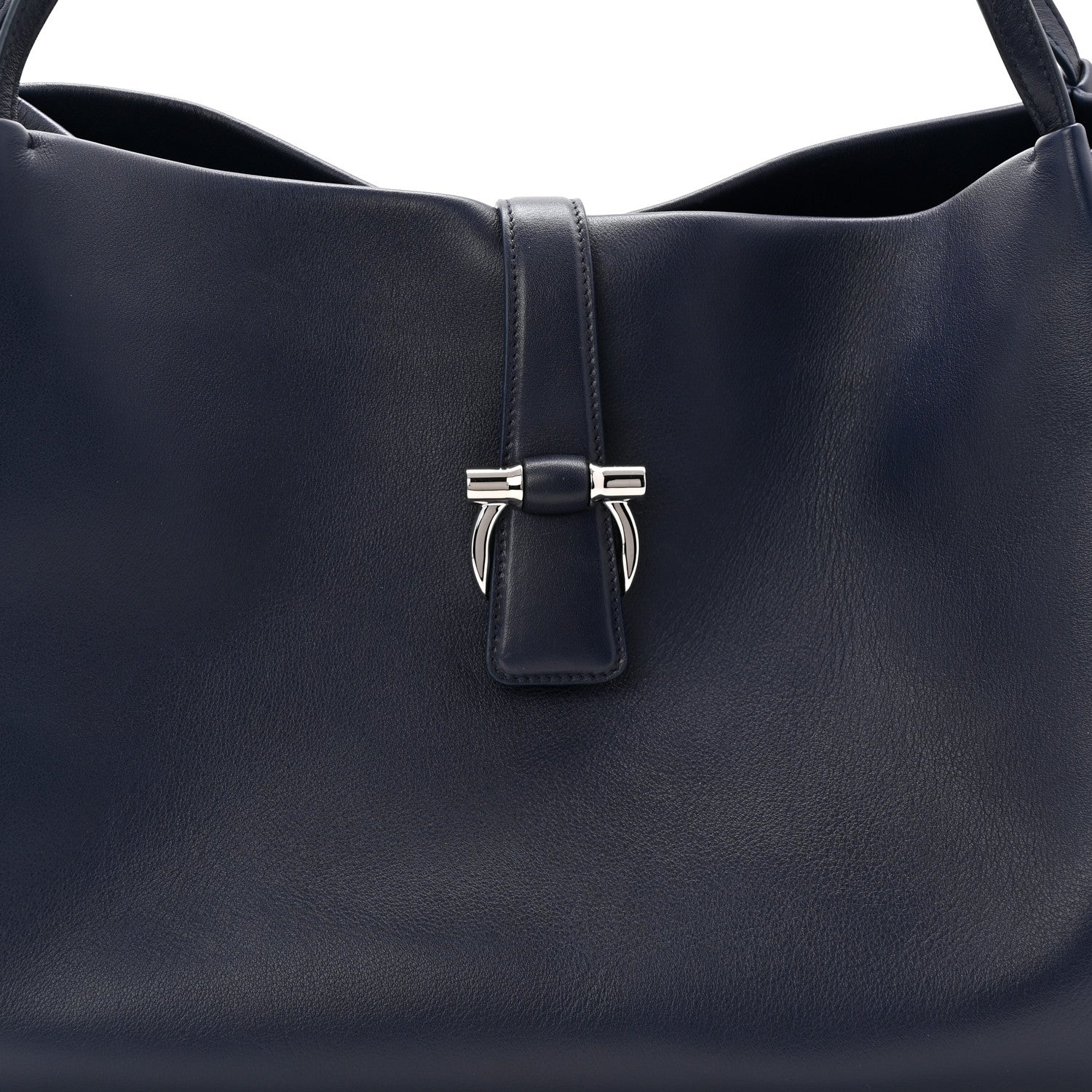 Salvatore Ferragamo Calfskin Large New Line Tote Navy Blue 8 of 10