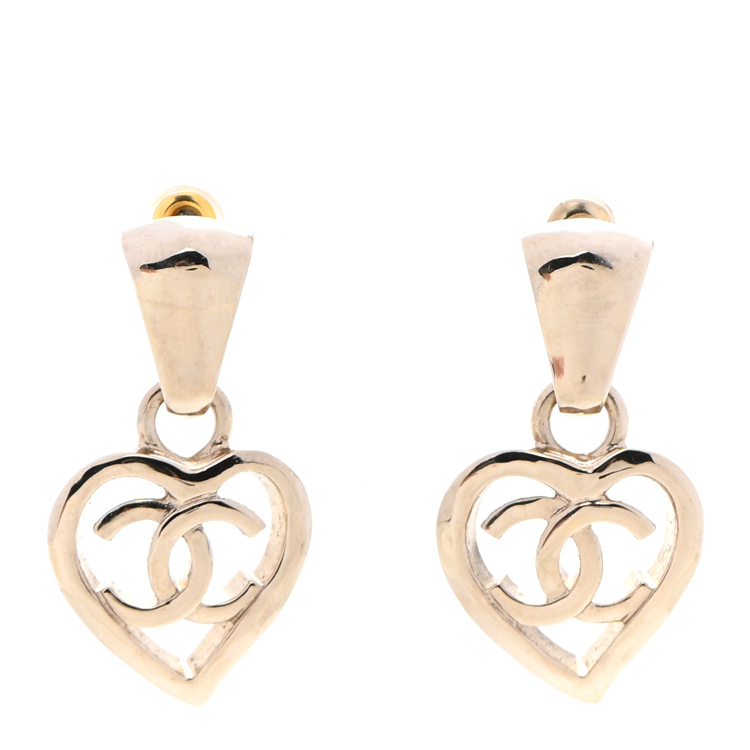 Chanel Metal CC Heart Coco In Love Drop Earrings Gold 1 of 4