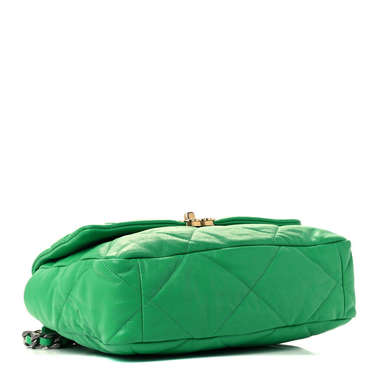 Chanel Goatskin Quilted Large Chanel 19 Flap Green 4 of 10