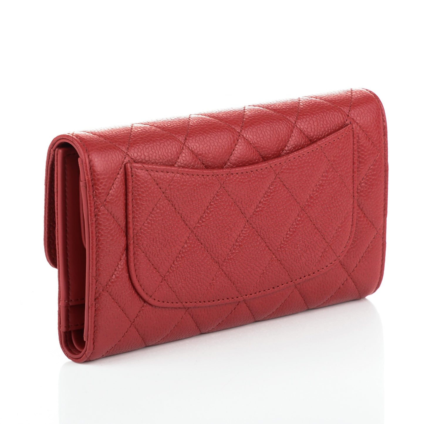 Caviar Quilted Large Flap Wallet Red