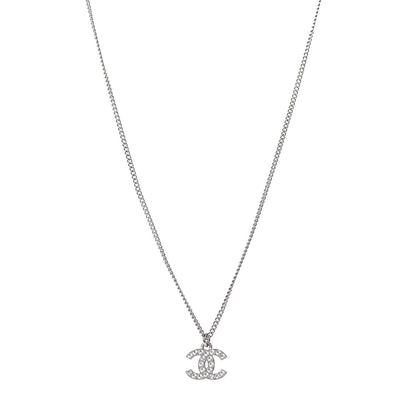Chanel Crystal Timeless CC Necklace Silver 1 of 6