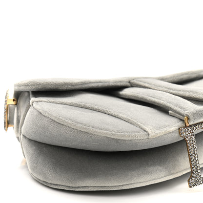 Christian Dior Velvet Crystal Mini Saddle Bag Grey 9 of 10