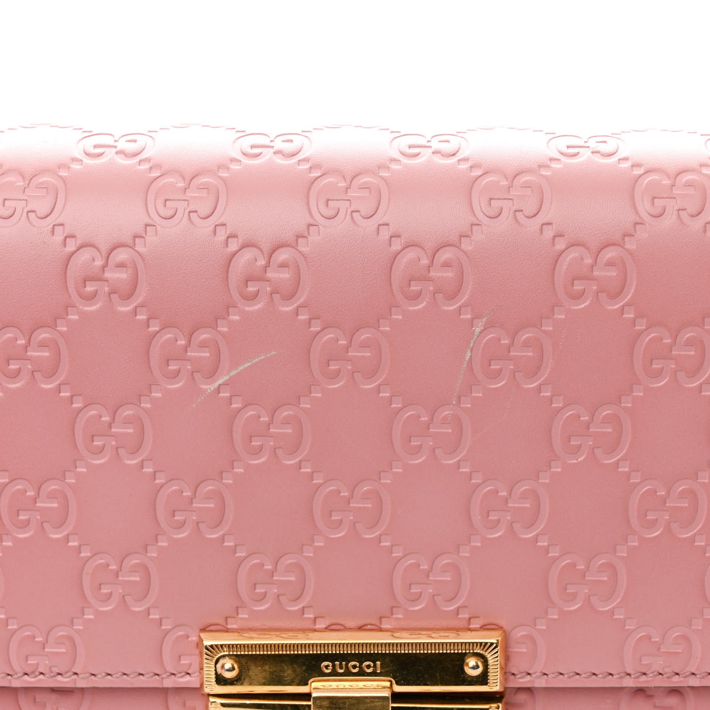 Guccissima Signature Medium Padlock Shoulder Bag Rose Baby Candy