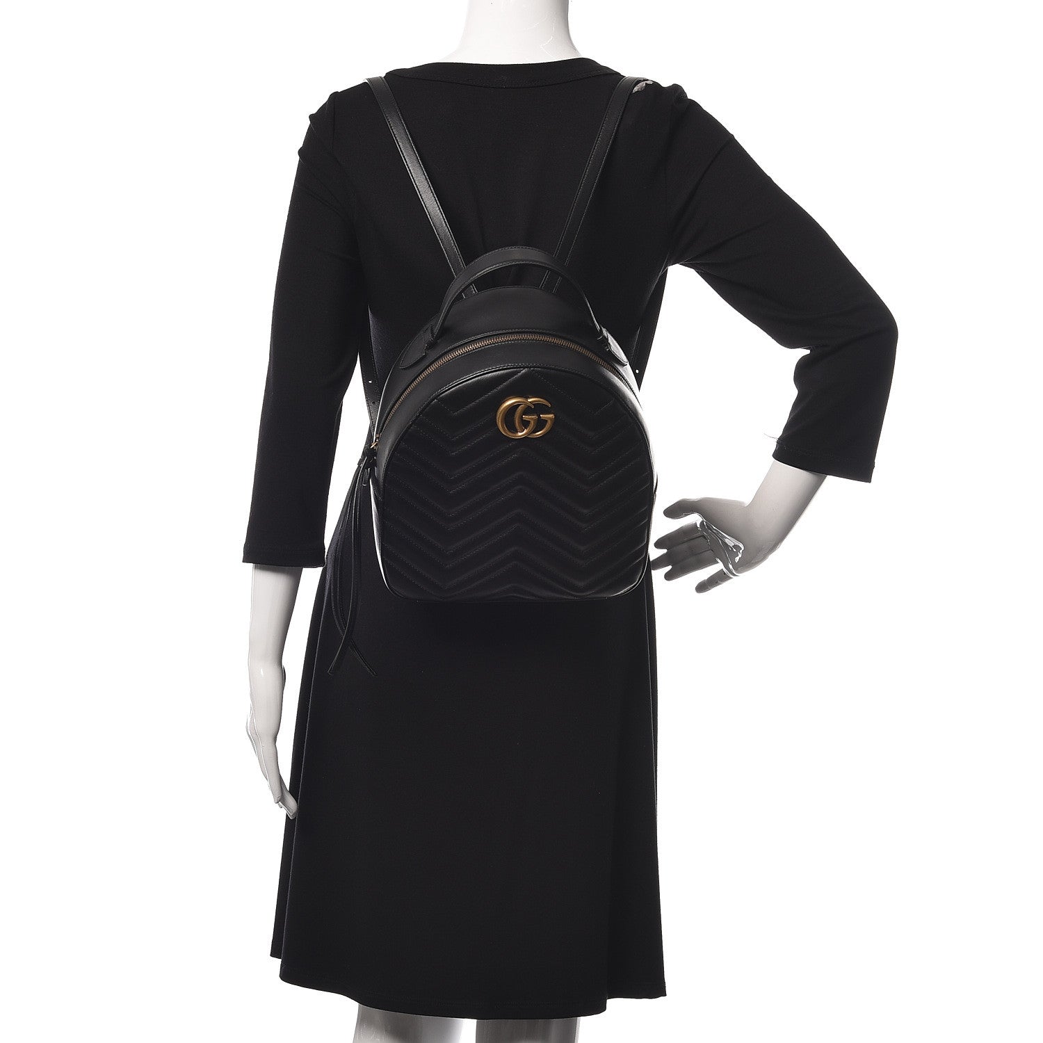 Gucci Calfskin Matelasse GG Marmont Backpack Black 2 of 12