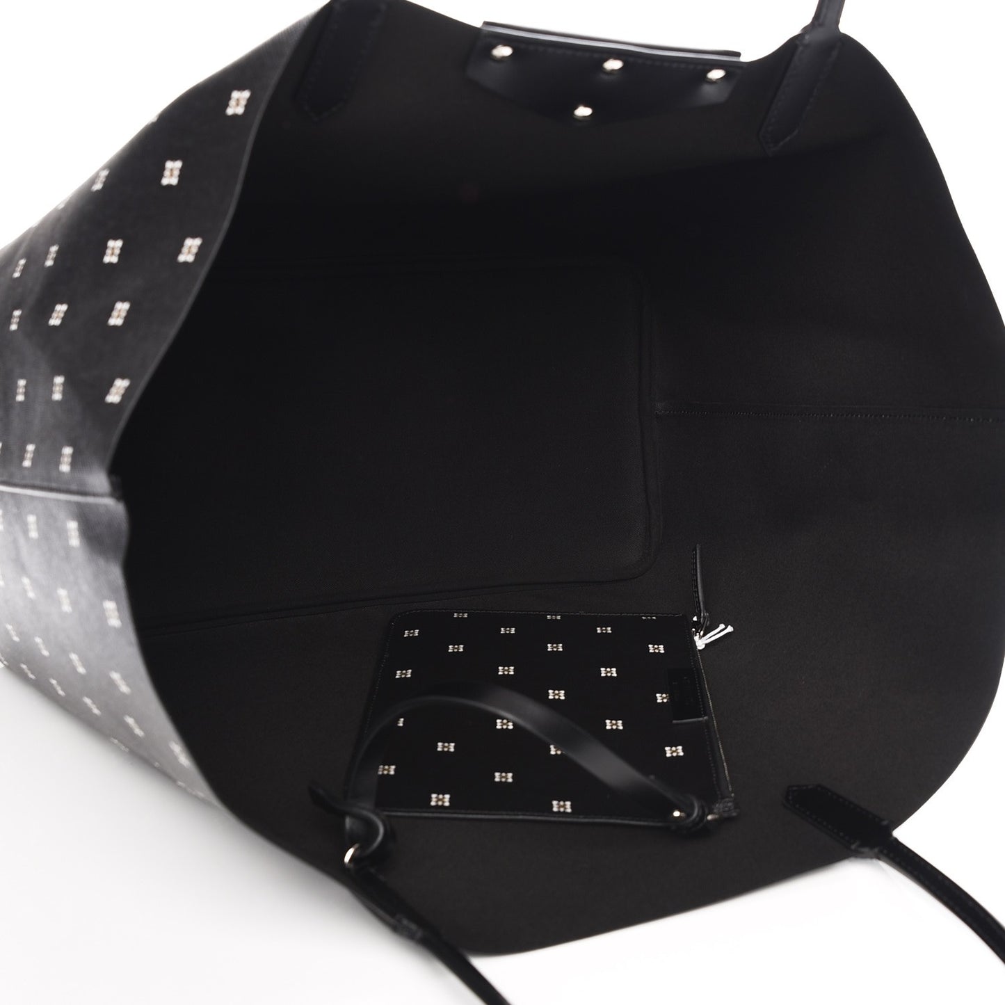 Textured Coated Canvas Mini Lilies Print Large Antigona Tote Black