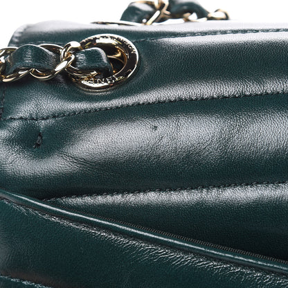 Chanel Shiny Lambskin Quilted Chevron Miroir Dark Green 10 of 14