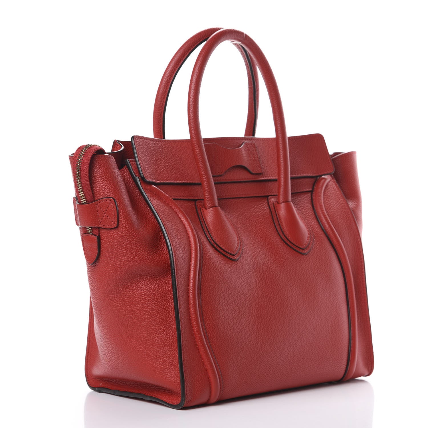 Celine Drummed Calfskin Mini Luggage Coquelicot 2 of 14