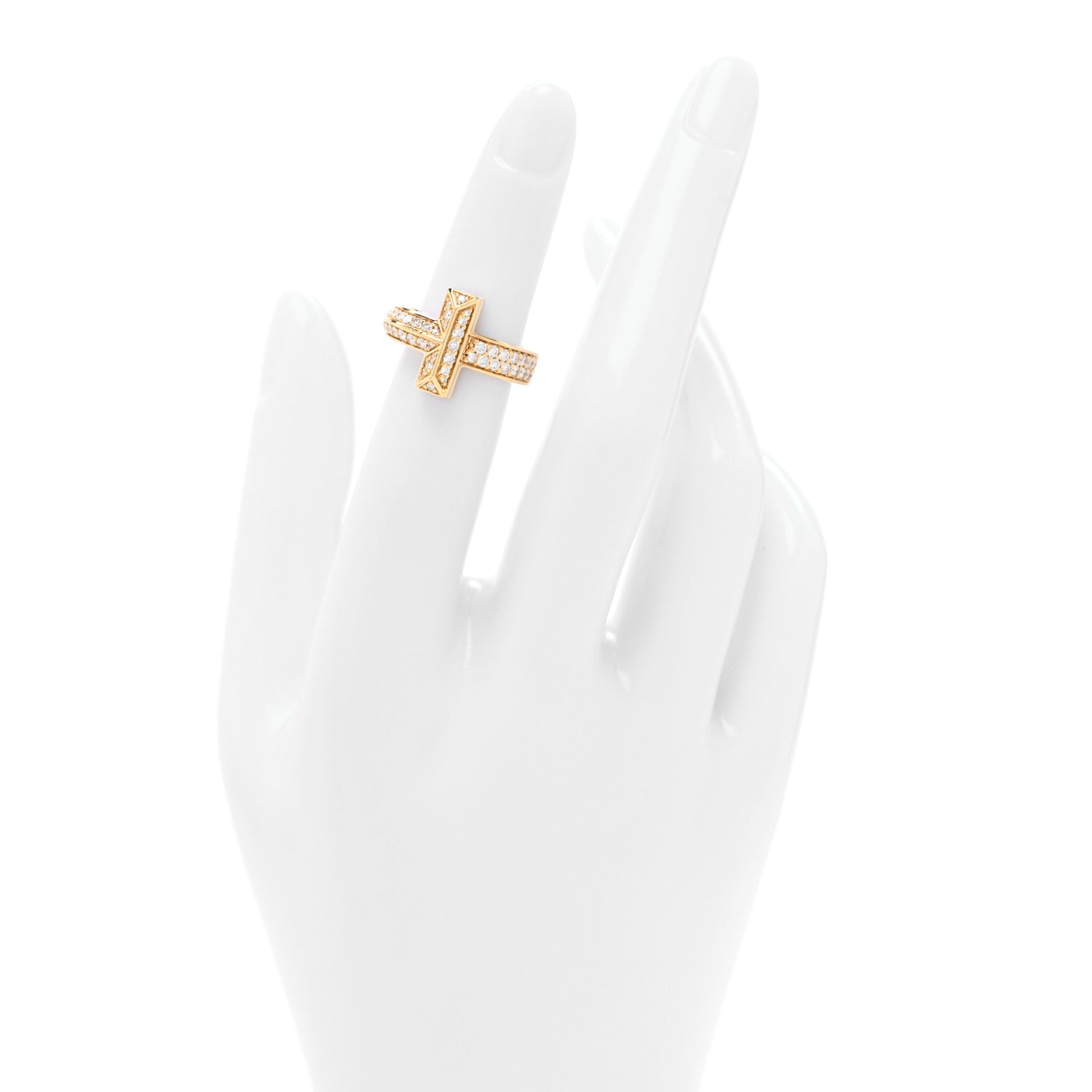 Tiffany 18K Yellow Gold Diamond Wide T T1 Ring 46 3.5 2 of 4