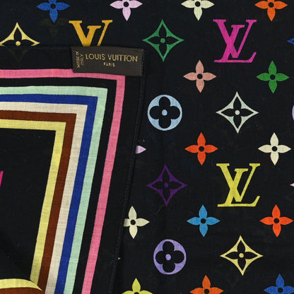 Louis Vuitton Cotton Monogram Multicolor Square Scarf Black 3 of 3
