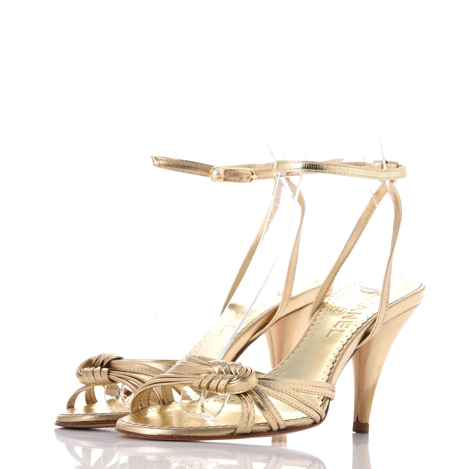 Chanel Metallic Lambskin Strappy Sandals 36 Light Gold 3 of 16
