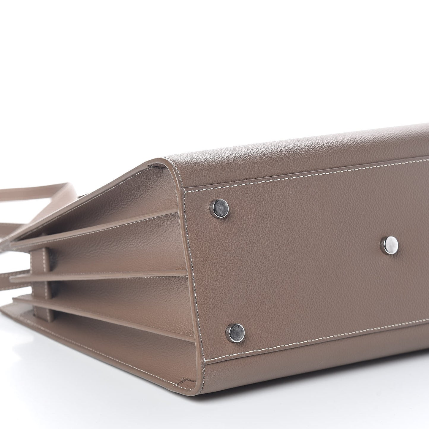 Grained Calfskin Topstitch Small Classic Sac De Jour Taupe