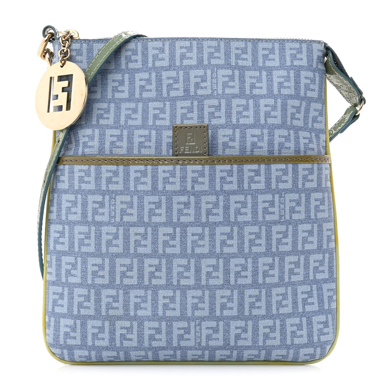 Fendi Zucchino Patent Small Forever Crossbody Celeste Grigio Lunai Multicolor 1 of 17