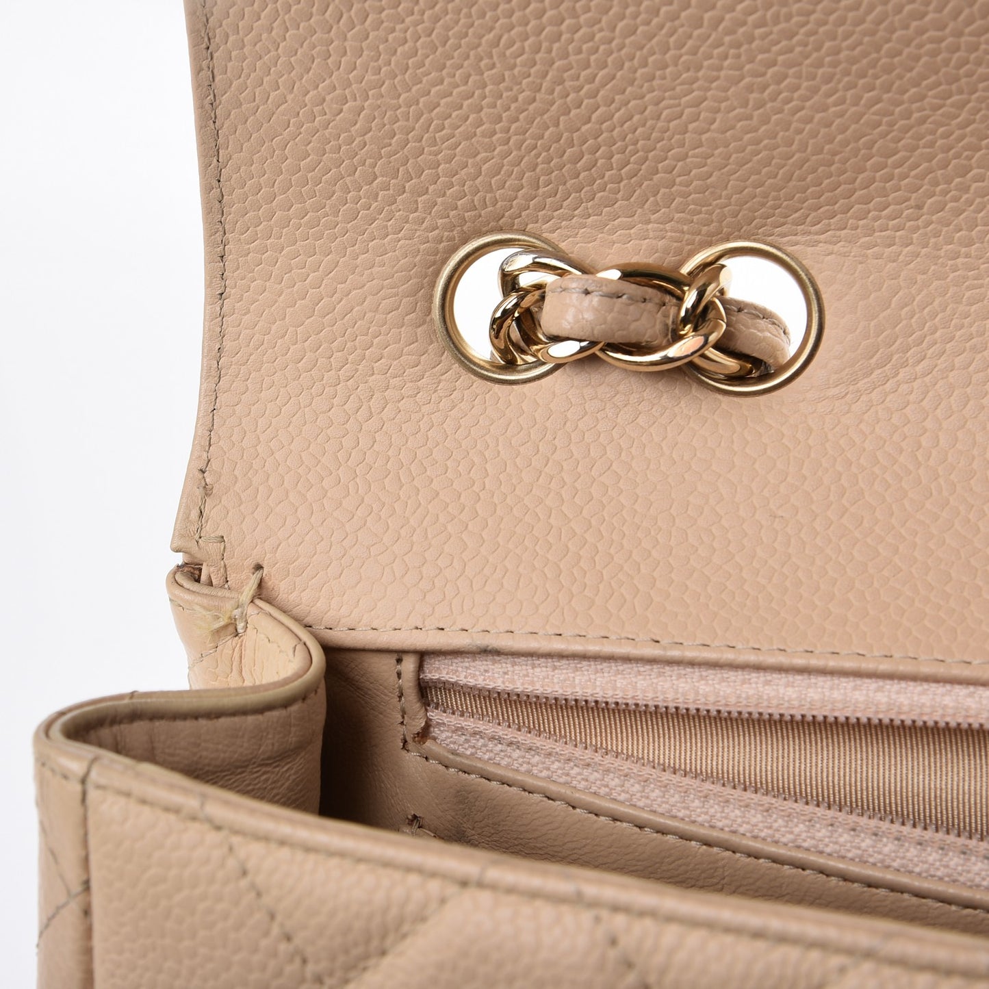 Caviar Quilted Jumbo Single Flap Beige Clair