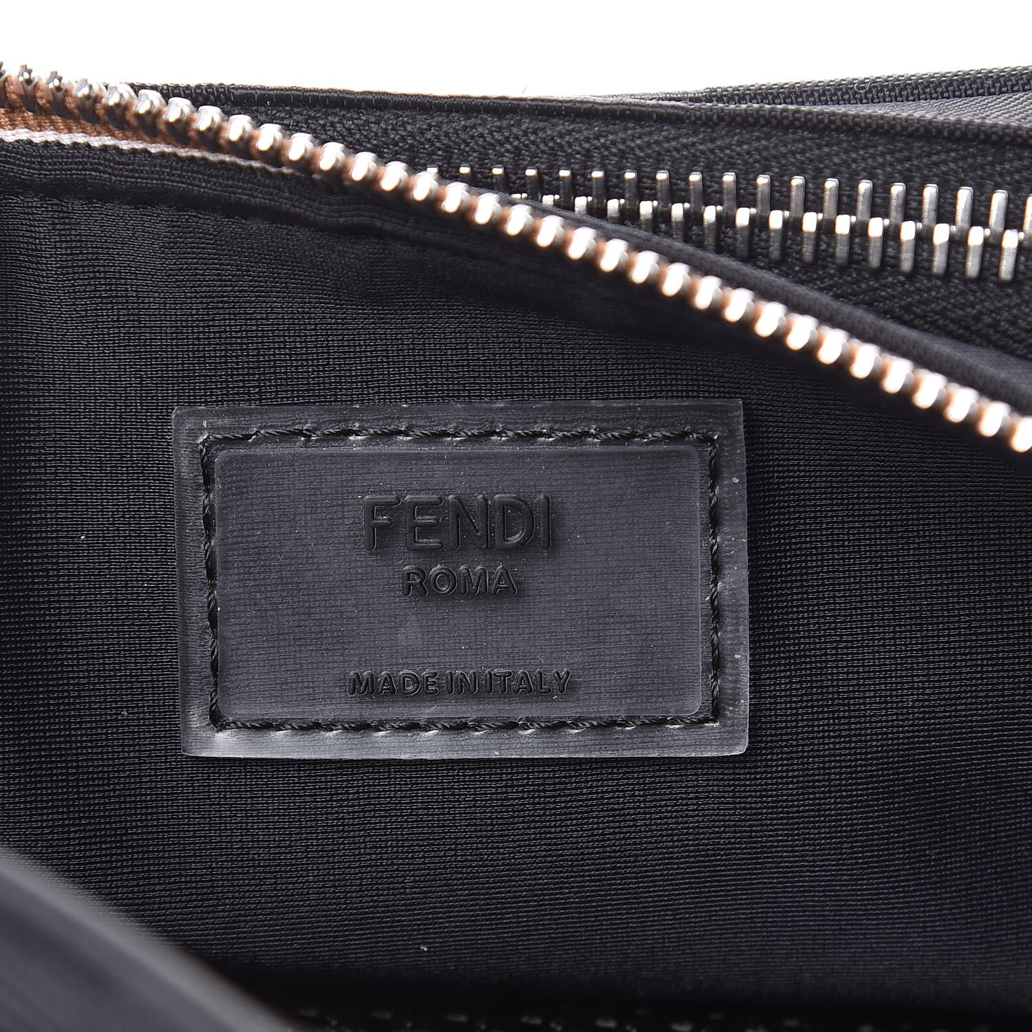 Fendi Nylon Vitello Century Pequin Logo Plate Pocket Belt Bag Black 6 of 9