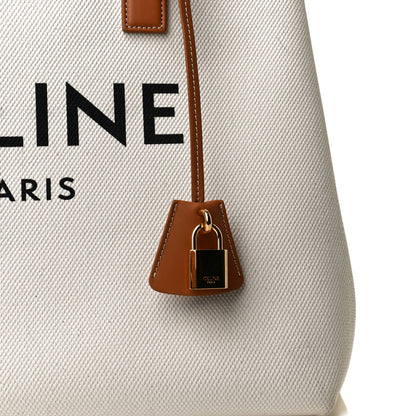 Celine Canvas Calfskin Logo Print Small Horizontal Cabas Natural Tan 10 of 14
