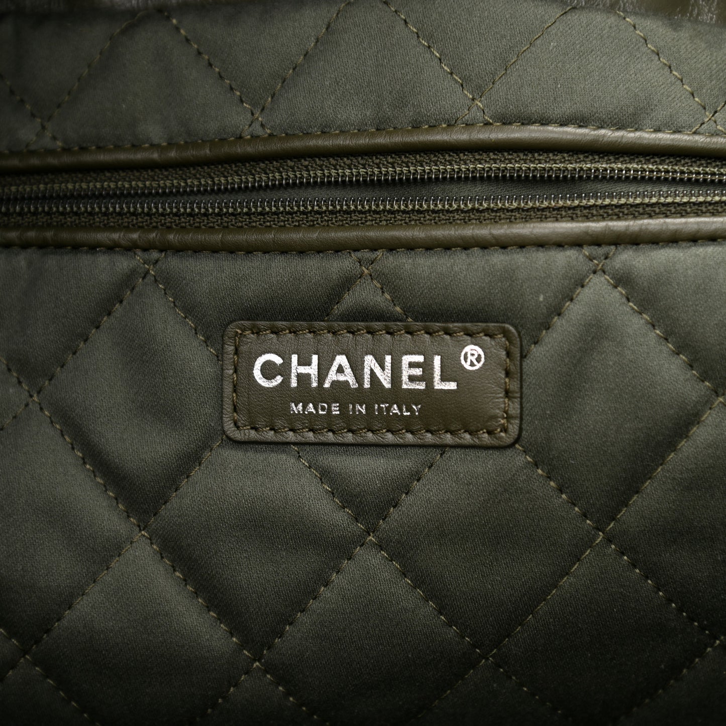 Shiny Calfskin Quilted Chanel 22 Khaki
